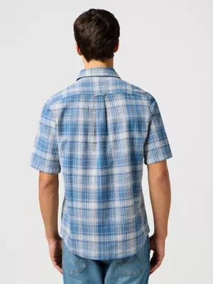 Wrangler Regular Short Sleeve Shirt Blue Size