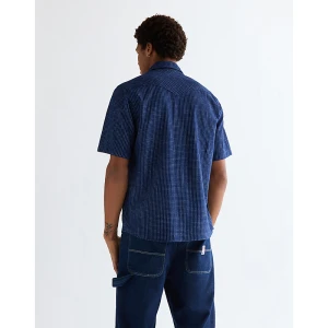 Wrangler Regular Short Sleeve Western Shirt Indigo Blue Size