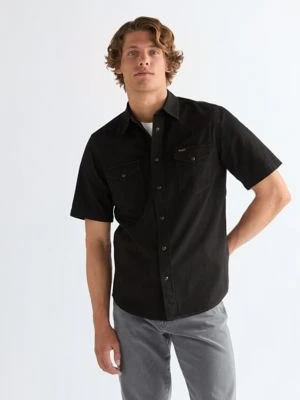 Wrangler Regular Short Sleeve Western Shirt Rinse Black Size