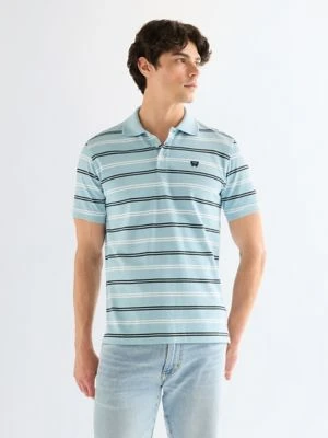 Wrangler Regular Stripe Polo Shirt Forget Me Not Size
