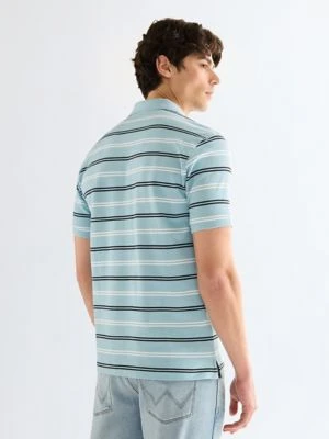 Wrangler Regular Stripe Polo Shirt Forget Me Not Size