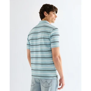 Wrangler Regular Stripe Polo Shirt Forget Me Not Size