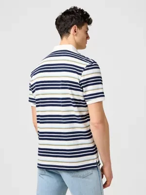 Wrangler Regular Stripe Polo Shirt Worn White Size