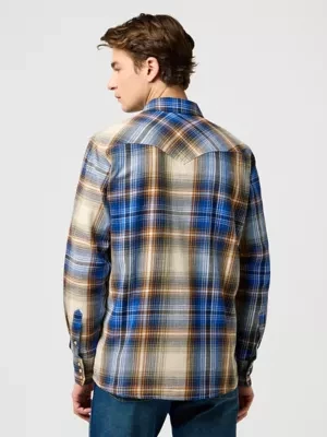 Wrangler Regular Western Indigo Shirt Blue Brown Size