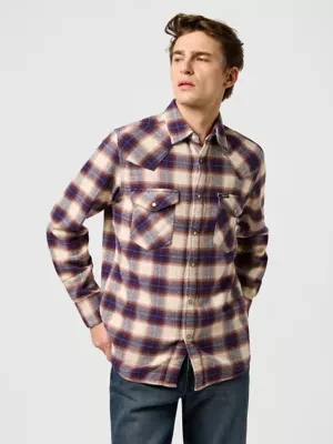 Wrangler Regular Western Shirt Birch Blue Size