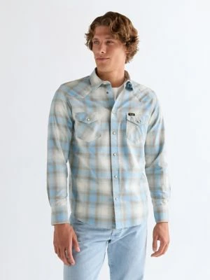 Wrangler Regular Western Shirt Blue Tan Size