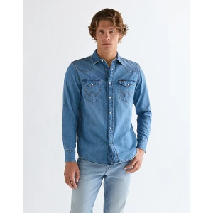 Wrangler Regular Western Shirt Mid Light Wash Size