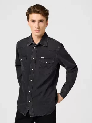 Wrangler Regular Western Shirt Rinse Black Size