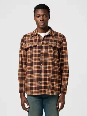 Wrangler Relaxed Overshirt Deep Brown Size