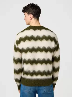 Wrangler Relaxed Striped Sweater Ivy Green Size