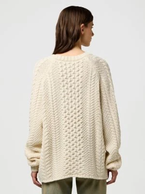 Wrangler Relaxed V Neck Cable Knit Ivory Size