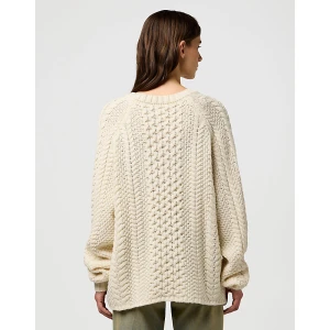 Wrangler Relaxed V Neck Cable Knit Ivory Size