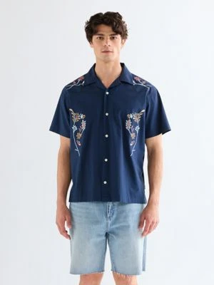 Wrangler Relaxed W Resort Shirt Navy Floral Size