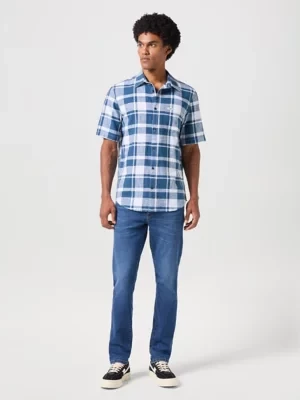 Wrangler Short Sleeve 1 Pocket Shirt Blue Size