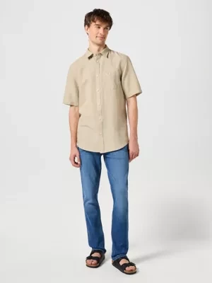 Wrangler Short Sleeve 1 Pocket Shirt Plaza Taupe Size