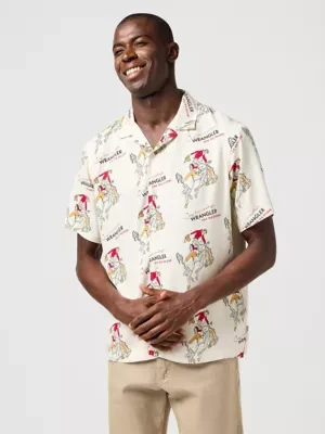 Wrangler Short Sleeve Resort Shirt Antique White Size