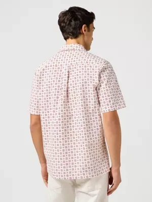 Wrangler Short Sleeve Resort Shirt White Geo Size