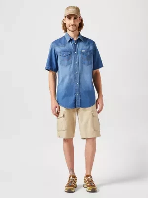 Wrangler Short Sleeve Western Shirt Dusky Size