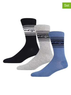 Wrangler Skarpety (3 pary) "Hislop" w kolorze czarnym, niebieskim i szarym rozmiar: 38-42