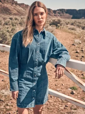 Wrangler Slim Darted Skirt Dress Sapphire Trace Size