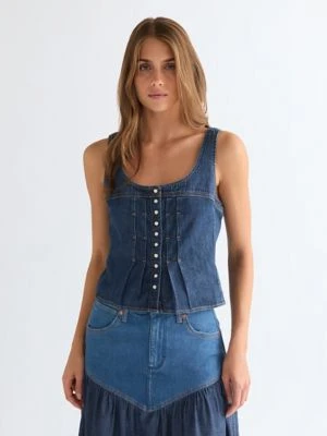 Wrangler Slim Pleated Corset Lightweight Top Lone Rider Size