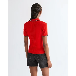 Wrangler Slim Quarter Zip Polo Flame Scarlet Size
