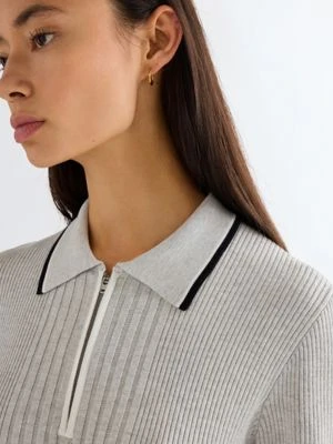 Wrangler Slim Quarter Zip Polo Grey Heather Size