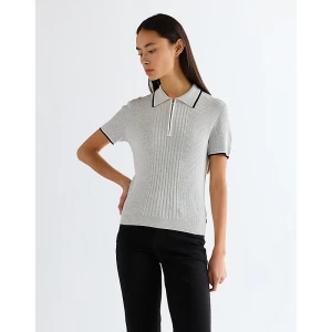 Wrangler Slim Quarter Zip Polo Grey Heather Size