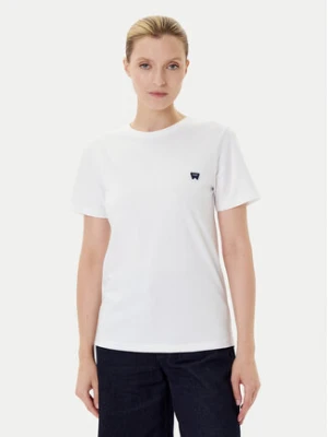 Wrangler T-Shirt Sign Off 112373024 Biały Slim Fit
