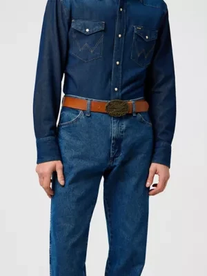 Wrangler W Eagle Leather Belt Cognac Size
