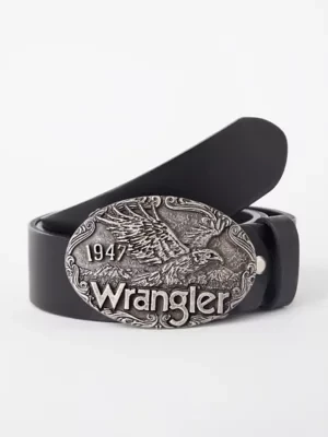 Wrangler W Eagle Leather Belt Black Size