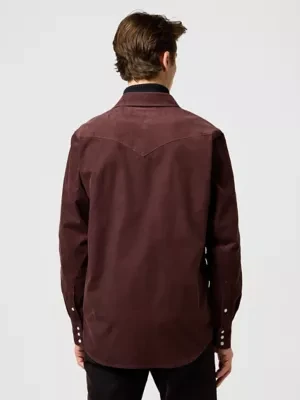 Wrangler Regular Western Corduroy Shirt Mahogany Size