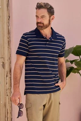 Wren męska koszulka bawełniana polo w paski - Navy Mountain Warehouse