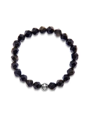 Wristband with Faceted Gold Obsidian and Silver Nialaya