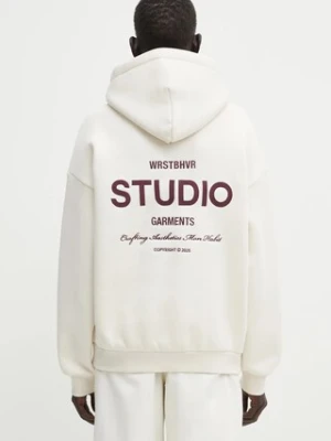 WRSTBHVR bluza Garm damska kolor beżowy z kapturem z aplikacją U2025TT.3055