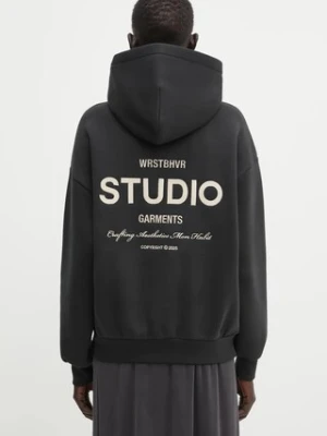 WRSTBHVR bluza Garm damska kolor czarny z kapturem z aplikacją U2025TT.3055