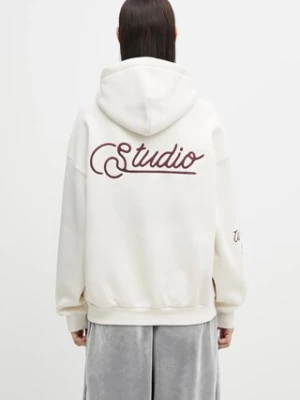 WRSTBHVR bluza Gustaf damska kolor beżowy z kapturem z aplikacją U2025TT.3067