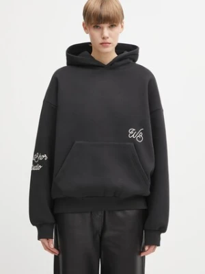 WRSTBHVR bluza Gustaf damska kolor czarny z kapturem z aplikacją U2025TT.3067