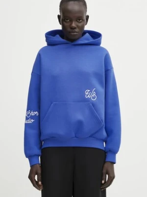 WRSTBHVR bluza Gustaf damska kolor niebieski z kapturem z aplikacją U2025TT.3067
