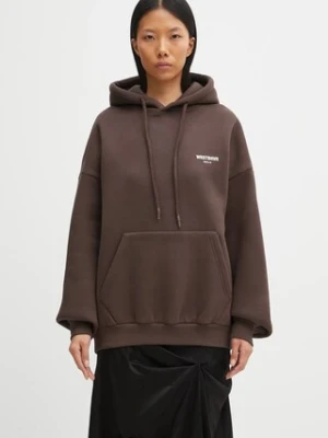 WRSTBHVR bluza Studio damska kolor brązowy z kapturem z nadrukiem U2025TT.3064