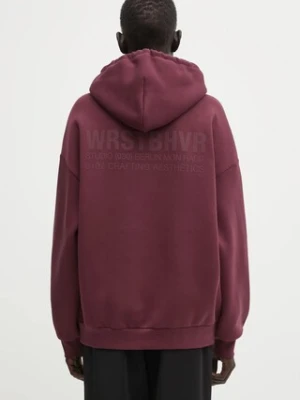 WRSTBHVR bluza Studio damska kolor fioletowy z kapturem z nadrukiem U2025TT.3064