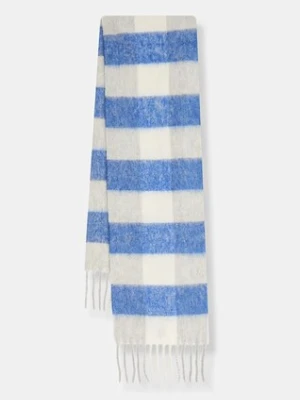 WRSTBHVR szalik z domieszką wełny Rania damski kolor niebieski wzorzysty U9725AL.3042