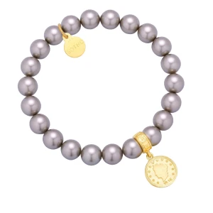 Wrzosowa bransoletka perły SWAROVSKI® CRYSTAL ze złotą monetą SOTHO