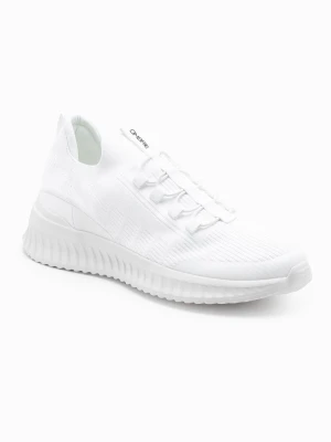 Zdjęcie produktu Wsuwane męskie buty sneakersy wykonane z lekkich materiałów - białe V4 - Rozmiar: 43 Ombre Clothing