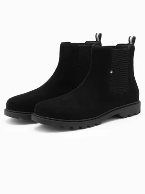 Wsuwane zamszowe buty męskie z wysoką cholewką – czarne V1 OM-FOBO-0173
 -                                    40 Ombre
