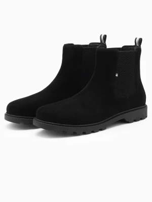 Zdjęcie produktu Wsuwane zamszowe buty męskie z wysoką cholewką – czarne V1 - Rozmiar: 46 Ombre Clothing