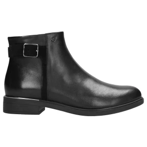 Czarne ocieplane botki damskie 55076-71 Wojas