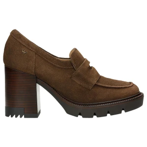 Brązowe mokasyny penny loafers na slupku 46239-62 Wojas