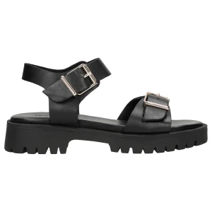 Czarne sandały damskie ze skóry licowej 76108-51 Wojas