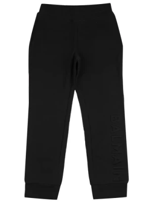 Wygodne czarne Spodnie Dresowe z elastycznym pasem i płaskimi kieszeniami Balmain